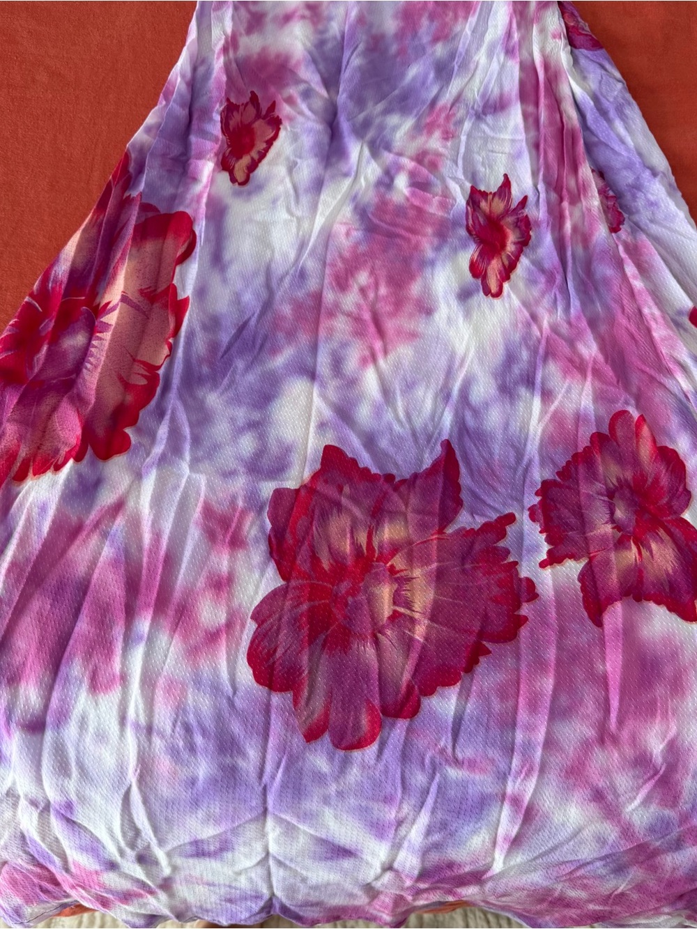 Indah Swan Dress -Lavender Tie-Dye Floral V-Neck Sundress - Picture 3 of 7